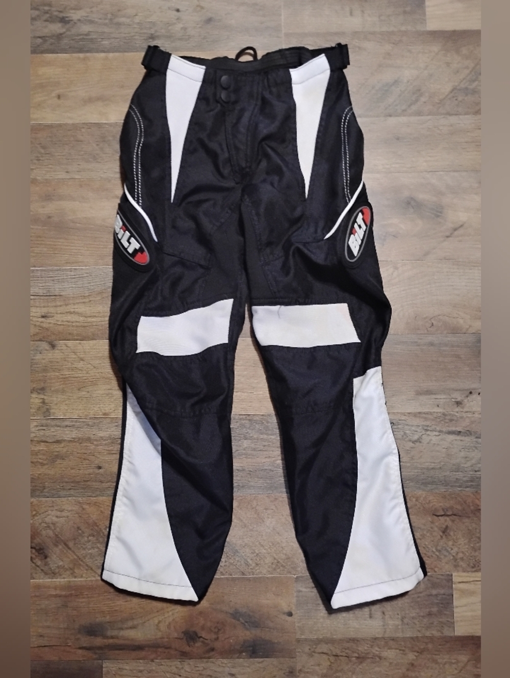 Bilt Black and White Motorcycle Performance Pants Boy's Size: 24Y